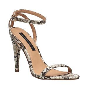 French Connection Tessa Snake Heeled Ankle Strap Sandals Sz 9M